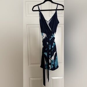 New - Navy and White Floral Midi Dress